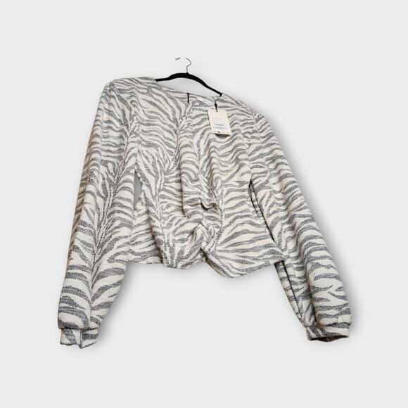 NEW Gestuz Womens Iria Tiger Stripe Long Sleeve Textured Blouse L Bold Print - Picture 4 of 8